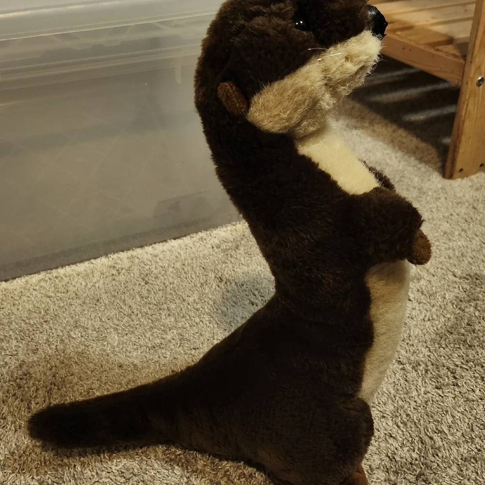 Charming Plush Otter Toy for Small Pets - Brown and Cream